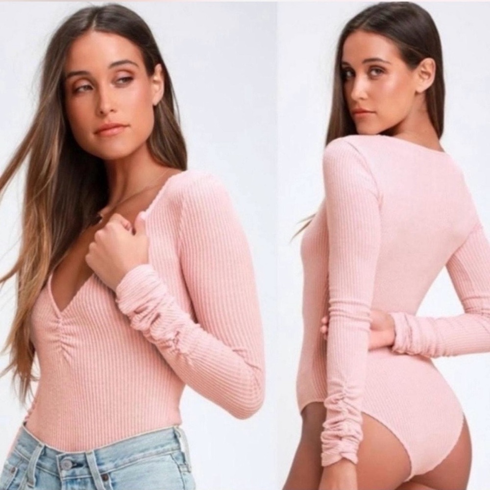 Elegant Pink Long Sleeve Bodysuit 
Intimately free people